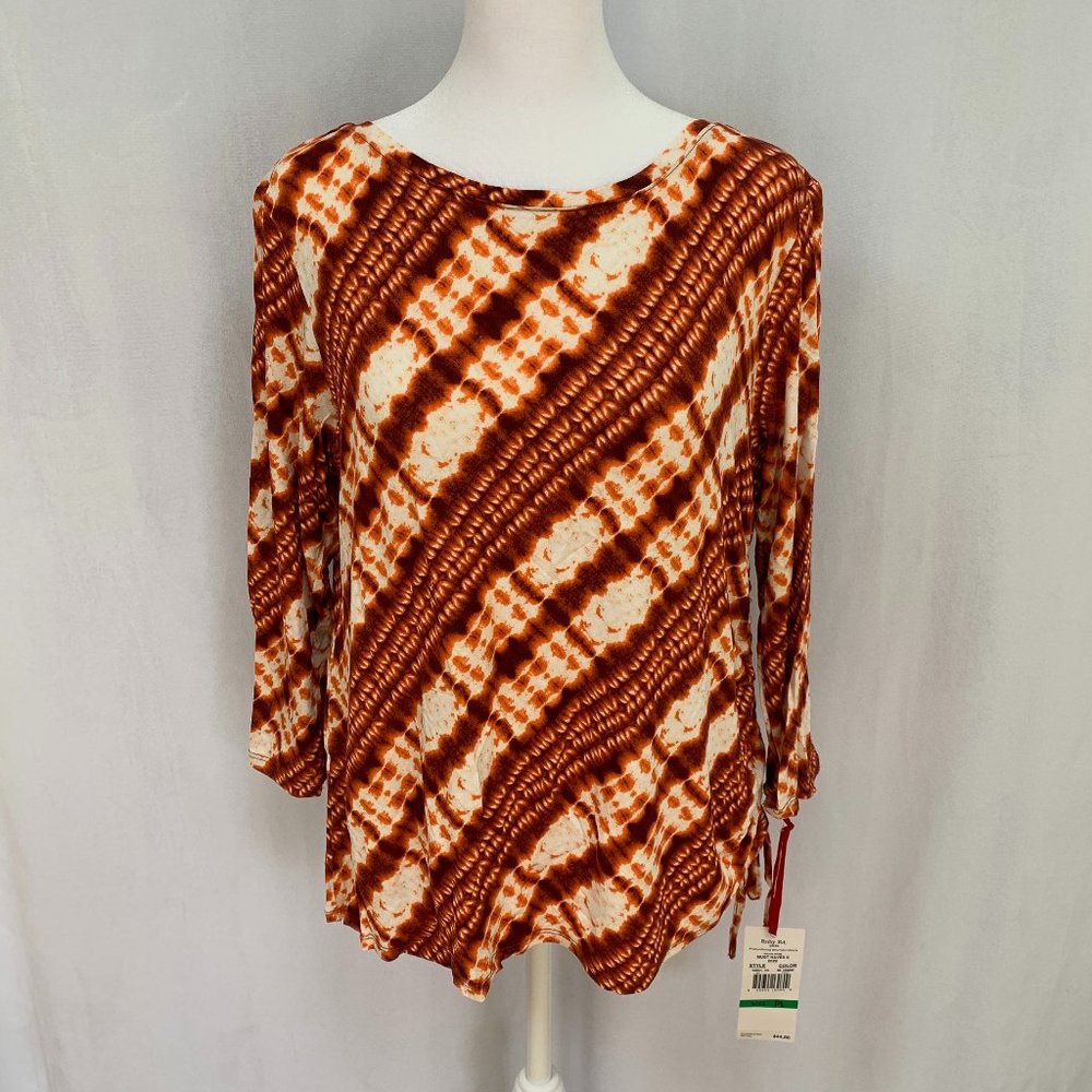 Ruby Rd Boho Must Have II Tie Dye Ruching Side Top